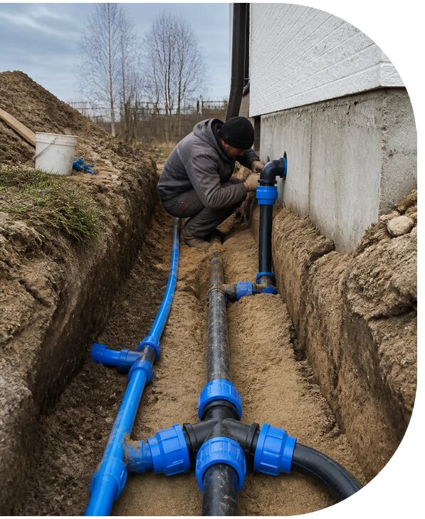 Монтаж наружного водопровода на участке под ключ в Абакане
