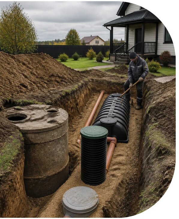 Реконструкция автономной канализации частного дома в Абакане